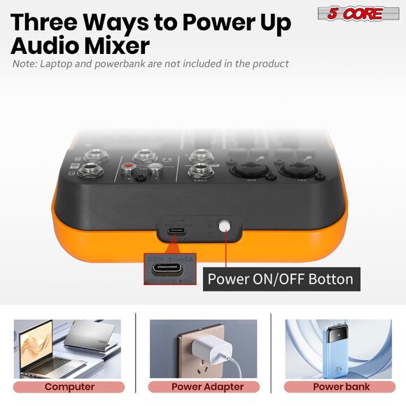 5 Core Audio Mixer 4 Channel DJ Equipment with Bluetooth USB Sound Board Console - Picture 10 of 12